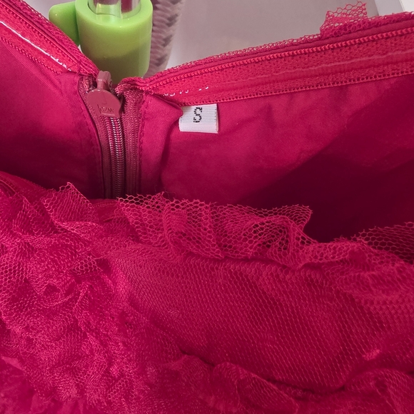 Catchall Red Ruffle Tulle Midi Dress Romantic Valentine Cottagecore NWT S - Picture 6 of 7